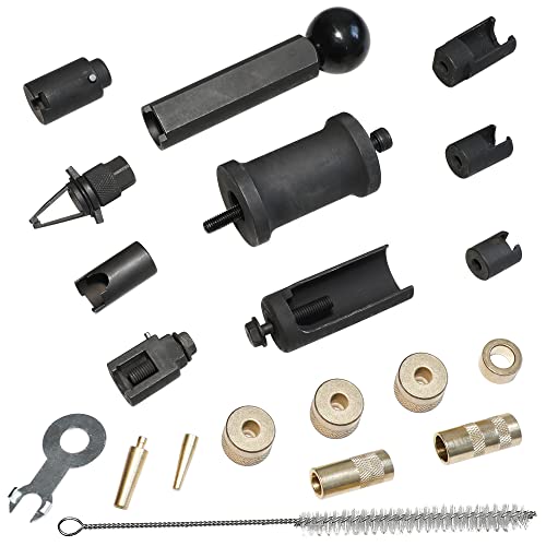 DPTOOL Fuel Injector Remove Tool Kit T10133 Seal Installer for Audi VW | for Audi VW 1.2, 1.4, 1.6, 1.8, 2.0, 2.7, 3.0, 3.2, 3.6 V6 4.2 V8 FSI Petrol, for Porsche 2.7 3.0 Injector Puller - size: 21PC Gasoline Kit