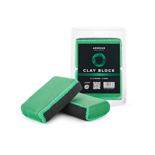 Armour Detail Supply - Clay Block - Safely Removes Stubborn Embedded Dirty Buildup from Paint, Glass and Plastic - 2 Pack