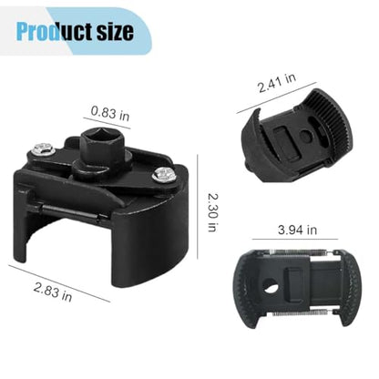 Oil Filter Wrench, Adjustable 2 Jaws Oil Filter Removal Tool with 1/2'' Drive, Cap Style Socket Wrench Tool Set for 2.36''/60mm-3.15''/80mm Range, Universal Car Accessories Fits Most Fuel Filters