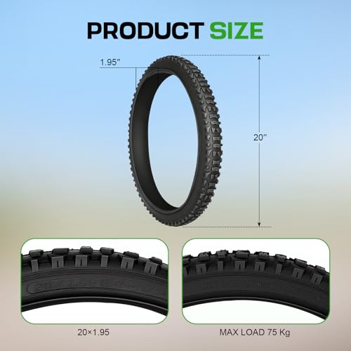 2-Pack Mountain Bike Tires Replacement 20/24/26-inch Bike Tire with Anti-Stab Weave, Folding Mountain Bicycle Tires and Tubes - color: 20x1.95