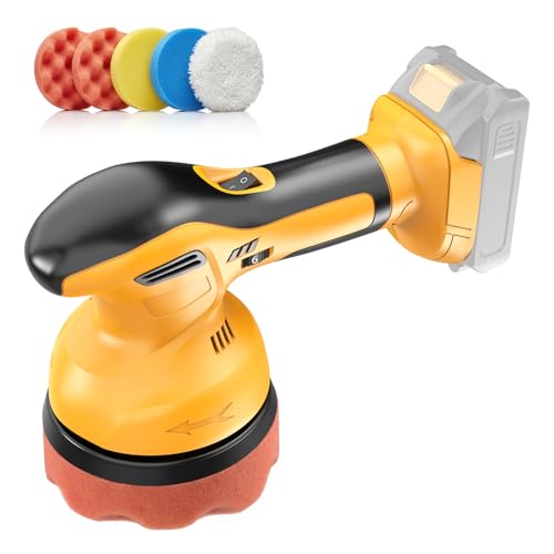 6 In Cordless Car Buffer Polisher Fit for Dewalt 20V Battery(NO Battery) | Brushless Dual-Action Polisher, 6 Variable Speed 4500RPM for Car Detailing
