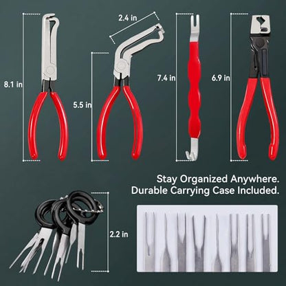 Automotive Electrical Disconnect Pliers Set, Electrical Connector Separator Removal Tool Kit, Wire Terminal Pin Release Tool & Hose Clamp Pliers for Cars Trucks SUVs with Storage Box (Set of 5)