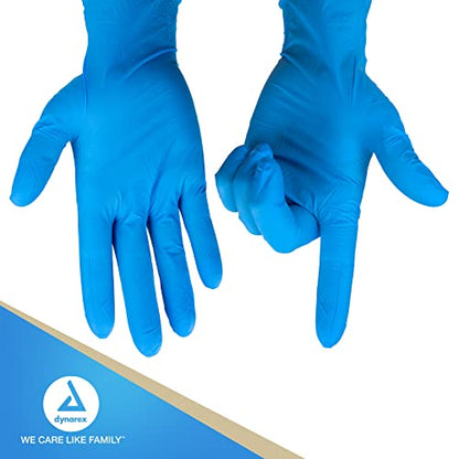 Dynarex Safe-Touch Disposable Nitrile Exam Gloves, Powder-Free, Latex-Free, Touchscreen Friendly & Used by Professionals, Blue, Medium, 1 Box of 100 Safe-Touch Disposable Nitrile Exam Gloves - size: Medium