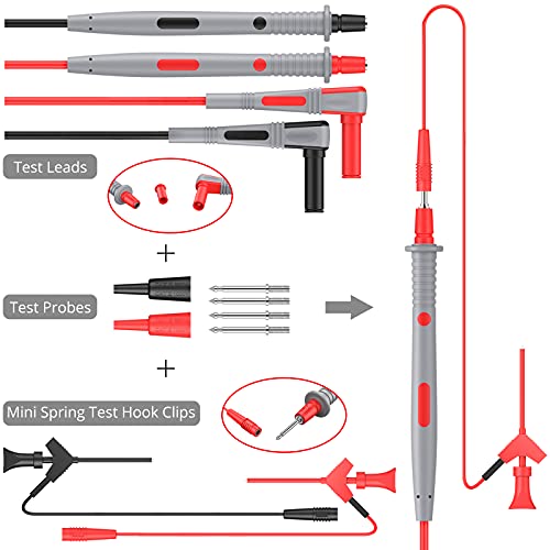 Proster Multi Test Leads Kit - Electrical Multimeter Test Lead with Alligator Clips Test Probe Spring Grabber Banana Plug Volt Meter Leads for Voltage Circuit Tester - style: Test Leads 21pcs
