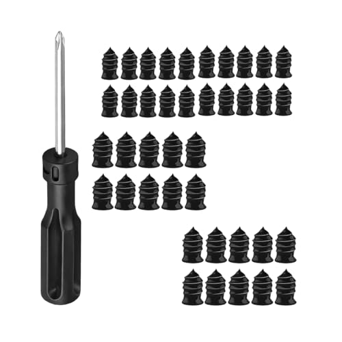 40PCS Car Tire Repair Nails Kit, 2 Sizes Self-Service Rubber Vacuum Tyre Screw in Plug with Screwdriver and Box, Spiral Automotive Fast Tire Repair Screw, Universal for Vehicles - size: 40PCS