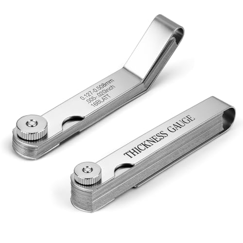 Hoiny 2pcs Feeler Gauges Set Stainless Steel, Spark Plug Gap Tool | 32 Straight & 16 Angled Blades, Dual Marked SAE/Metric Wider Range, Filler Gauges Kit for Valves, Automotive, Piston, Guitar