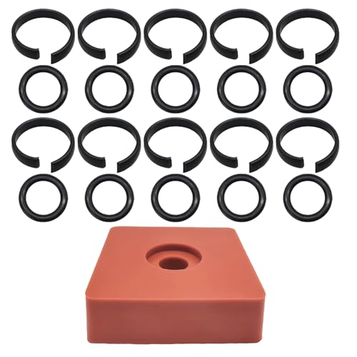 (10-Pack) 1/2" Impact Wrench Retaining Ring Clips with O-Rings and Anvil Install Tool, Heavy-Duty Carbon Steel Hog Ring Kit Compatible with Milwaukee Electric/Pneumatic Cordless Impact Wrenches