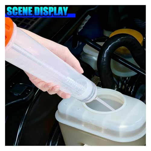 500cc Automotive Fluid Extractor & Fill Pump, Engine Oil Extractor Pump with Hose & Extension Tubes, Brake Fluid Transfer Syringe for Car, Ship, Golf Cart, Lawn Mower (White)