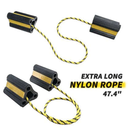 Vacallity RV Wheel Chocks for RV Tire Chock Block Camper Travel Trailer Car Truck, Upgrade Rubber Wheel Chocks with Rope,Easy to Use,Wheel Immobilizers & Chocks (2pair4pack) - size: 6.2" 2pair
