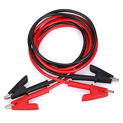 Sumnacon Dual Ended Crocodile Alligator Clips, 15A Test Lead Wire Cable with Insulators Clips, 2 Pcs 3.3 ft/1m Test Flexible Cable with Protective Jack Copper Clamps for Electrical Testing - size: 1 m