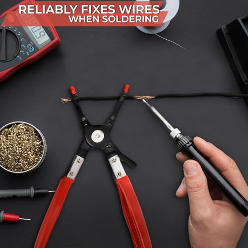 Car Wire Soldering Pliers 9.5 Inch – Carbon Steel Welding Pliers with Non-Slip Grip – Comfortable Design for DIY Soldering, Electrical & Welding Tasks – Precision Tool for Secure Wire Handling - color: Black & Red Soldering Aid Pliers Grip