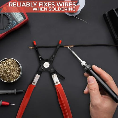 Car Wire Soldering Pliers 9.5 Inch – Carbon Steel Welding Pliers with Non-Slip Grip – Comfortable Design for DIY Soldering, Electrical & Welding Tasks – Precision Tool for Secure Wire Handling - color: Black & Red Soldering Aid Pliers Grip