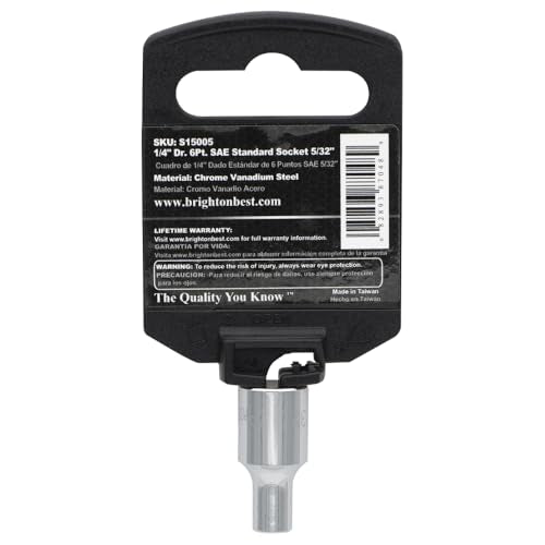 S15005 1/4" Drive SAE Socket, 5/32", 6 Point Standard - size: 5/32 INCH, style: STANDARD