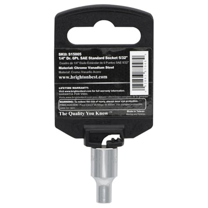 S15005 1/4" Drive SAE Socket, 5/32", 6 Point Standard - size: 5/32 INCH, style: STANDARD