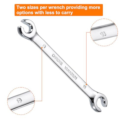 HARFINGTON Flare Nut Metric Wrench 9mm x 11mm CR-V Mirror Polished Chrome Plating Metric Wrench for DIY Hand-making Automotive Repairs and Household Maintenance - size: 9mm x 11mm