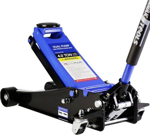 4 Ton Low Profile Floor Jack, Heavy Duty Steel Racing Floor Jack with Dual Pistons Quick Lift Pump, Lifting Range 4"-21", Hydraulic Jack Professional Car Jacks 4 Ton/8000 LBS Capacity, Blue - color: Blue - 4 Ton(Dual Pump), Lift 4"-21"