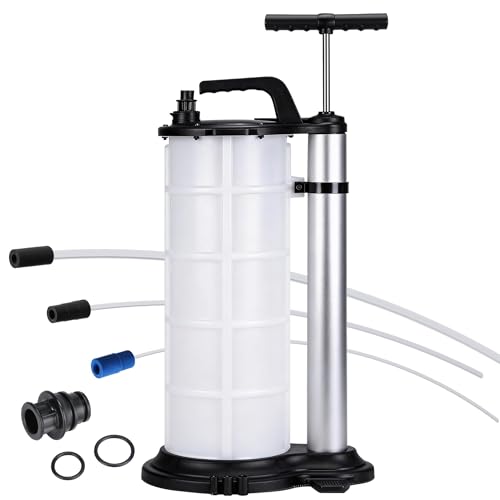 Easy Oil Change Manual Extractor Pump for Cars & Lawn Mowers – 9L Capacity, 3.2FT Main Hose, 3 Replacement Tubes (3.8mm/6.1mm/9.8mm), Fluid Transfer Tool, Auto Fuel Supply Accessory - size: 9L