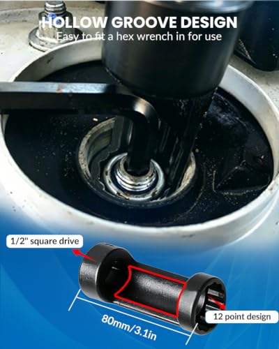 8pc Strut Nut Socket 16mm 18mm 19mm 21mm 22mm 24mm with 12 Point 1/2" Drive | 8pc Shock Absorber Tool with Suspension Strut Spreader Socket - size: 8PC
