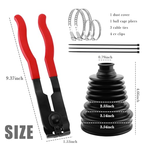 CV Boot,Professional CV Axle Boot Repair Kit with Ball-Cage Pliers & 4PCS Stainless Steel Clamp,Dustproof CVs Joint Boots Kit for Protecting CVs Axle Boots Car Accessories