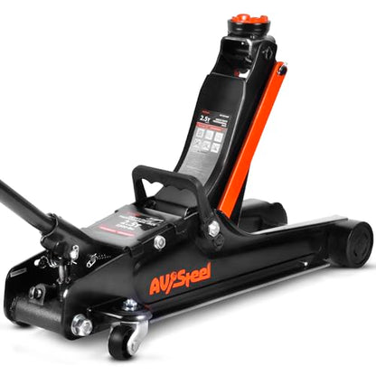 AV Steel Low Profile Floor Jack 2.5 Ton (5000 lbs), Lift Range 3.4" to 14.6" for Cars & Sedans, Hydraulic Steel Jack with Single Piston Pump - Not for Trucks or SUVs