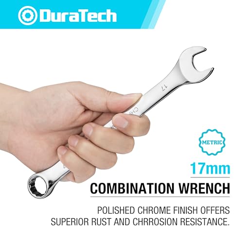 DURATECH 17mm Combination Wrench, Metric | CR-V Constructed, Mirror Polish, 12-Point, 15-Degree Offset - size: 17 mm