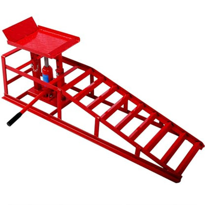 Auto Car Truck Service Ramps Lifts, 5 Ton Low Profile Hydraulic Car Ramps, Heavy Duty Hydraulic Vehicle Ramps Lift Ramp, Portable Car Ramps for Home Garage, Vehicle Auto Garage Repair,Red - color: Red