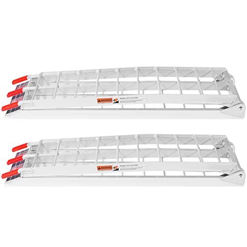 VEVOR 7.5ft Aluminum Ramps, 1500 lbs Folding Loading Ramps (2 pcs Set) for Pickup Trucks Bed, Trailers Ramp with Load Straps for Dirt Bike, UTV, ATV, Trucks, Lawn Mowers, Cargo Trailer, 89" L x 12" W - size: 1500lbs