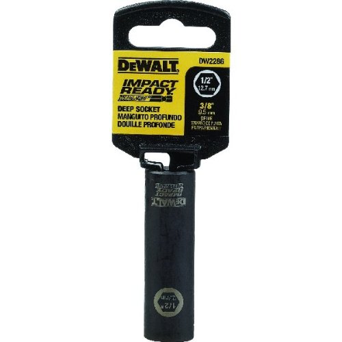DEWALT DW2286 1/2-Inch IMPACT READY Deep Socket for 3/8-Inch Drive,Black Oxide - size: 1 Count (Pack of 1), style: 1/2"