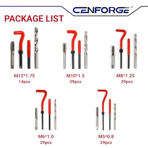 Metric Helicoil Thread Repair Kit, 131-Piece Metric Threaded Insert Kit with HSS Drill Bits & 304SS Inserts | M5 M6 M8 M10 M12 Sizes | Portable Case for Automotive & Machinery Maintenance - size: 131PCS Metric, style: Multi Size Set