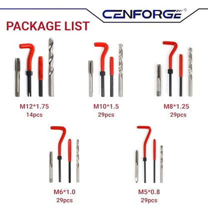 Metric Helicoil Thread Repair Kit, 131-Piece Metric Threaded Insert Kit with HSS Drill Bits & 304SS Inserts | M5 M6 M8 M10 M12 Sizes | Portable Case for Automotive & Machinery Maintenance - size: 131PCS Metric, style: Multi Size Set