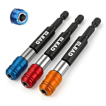 3-Piece 1/4" Quick Change Drill Bit Holder, 4-inch Hex Shank Bit Extension Set, CR-V Steel Quick-release Screwdriver Bits Holder with Storage Base - style: 4" Upgraded Version