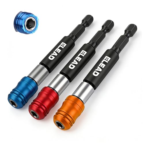 3-Piece 1/4" Quick Change Drill Bit Holder, 4-inch Hex Shank Bit Extension Set, CR-V Steel Quick-release Screwdriver Bits Holder with Storage Base - style: 4" Upgraded Version