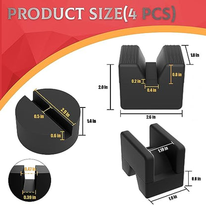 Seven Sparta 4 Pcs Jack Pads for Jack Stand/Floor Jack (Cube Round, 4) | Round and V Shape Fit Most Jacks Stands & Floor Jacks, Heavy Duty Rubber,Anti-slip Surface,Protect Pinch Welds&Frame Rails - style: cube round
