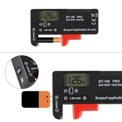 Universal Battery Tester LCD Digital Battery Checker for AA AAA 9V 1.5V 3.7V 1.2-4.8V Batteries, Household Battery Life Level Monitor Power Meter - color: BT-168 PRO