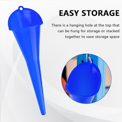Long-Neck Oil Funnel for Automotive – Multi-Function Plastic Funnel for Oil, Gas & Lubricants – Universal Car Accessory (Blue (2-Pack)) - color: Blue (2-Pack)