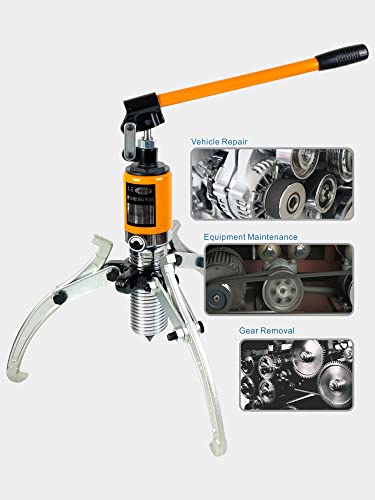 AMZCNC Hydraulic Gear Puller 5 Ton Max. Capacity Hydraulic Puller 2 or 3 Jaws Bearing Hub Separator,Hydraulic Puller Separator Tool for Pulling Hubs, Flanges, Gears, Bearings (5Ton 8" jaw)