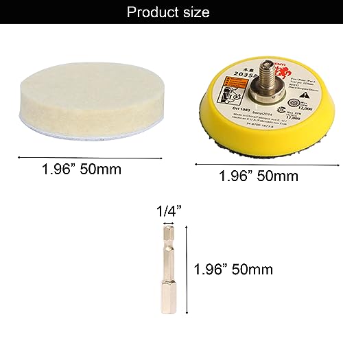 2 Inch Wool Felt Polishing Pad Buffing Wheel Set,Drill Polishing Kit for Metal Glass Stone (17)