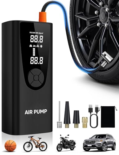 Upgrade Tire Inflator Portable Air Compressor-180PSI Air Pump for Car Tires-Electric 3X Faster Tire Inflation-Cordless Tire Pump with Pressure Gauge for Car, Motorcycle, Bicycle, Ball and More (Black)
