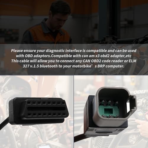 XTPTFABS 6 pin to 16pin CAN OBD2 OBDII Diagnostic Tool Cable Adapter,L:13in | Specific 6Pin Wiring for All BRP Can-Am Vehicles,Fit for ATV UTV Spyder motorcycle diagnostic port,ECU Diagnostic Function