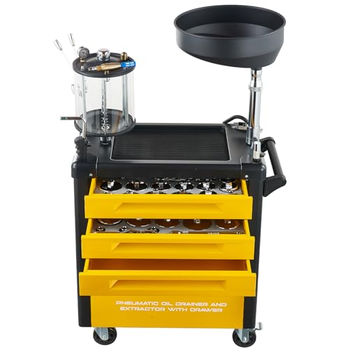 Waste Oil Drain Tank, Pneumatic Oil Drainer, 61pcs Tools Included | Upgraded Design, Oil Lift Drain and Extractor, Air Operated - color: with 61pcs Tools