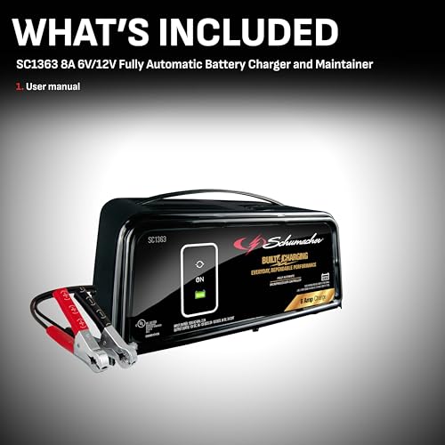 Schumacher Electric 8A Car Battery Charger and Maintainer, 3-in-1 Solution, for 6V/12V Power Sport, Automotive, and Marine Batteries, SC1363 (Pack of 2) - size: (Pack of 2)