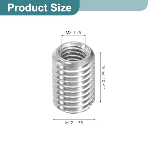 uxcell 10Pcs Threaded Inserts, M8-1.25x18 & M12-1.75x18 Stainless Steel 303 Screw Thread Sleeves Thread Repair Insert for Mechanical Equipment - size: M8-1.25x18 & M12-1.75x18mm