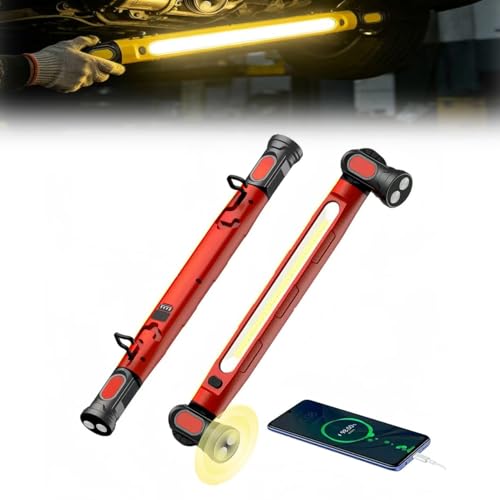 3000LM Portable Mechanic Light, 2026 New Magnetic Work Light Cordless Rechargeable Mechanic Light, Under Hood Work Light for Mechanic Car Repair Camping Garage (1 Pcs Red) - color: 1 Pcs Red