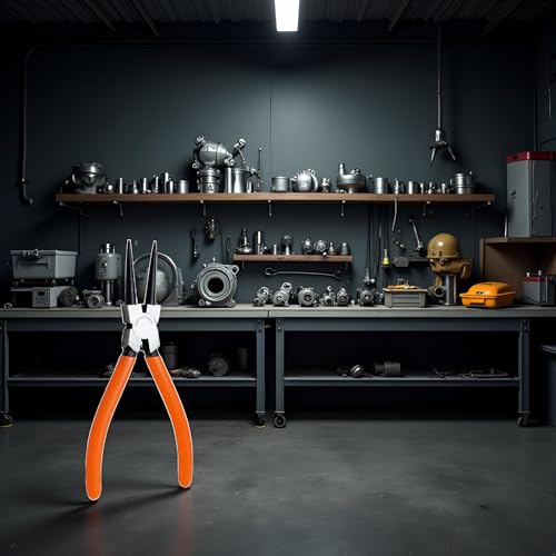 1 Pc Orange Heavy Duty 7" EXTRA Long External Straight Retaining Ring Clip Circlip Removal Plier Snap-Ring Pliers, Slip-Joint Pliers Side-Cutting Pliers Plier Sets Needle-Nose