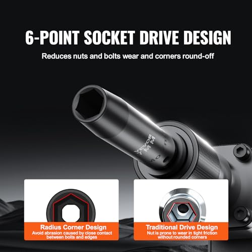 VEVOR 1/2" Drive Impact Socket Set, 9 Piece Deep Socket Set Metric 29-38mm, 6 Point Cr-Mo Spindle Axle Nut Impact Socket Set for Auto Repair,Easy-to- Read Size Markings, Includes Storage Case - style: 1/2" 9PCS CR-MO