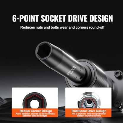 VEVOR 1/2" Drive Impact Socket Set, 9 Piece Deep Socket Set Metric 29-38mm, 6 Point Cr-Mo Spindle Axle Nut Impact Socket Set for Auto Repair,Easy-to- Read Size Markings, Includes Storage Case - style: 1/2" 9PCS CR-MO