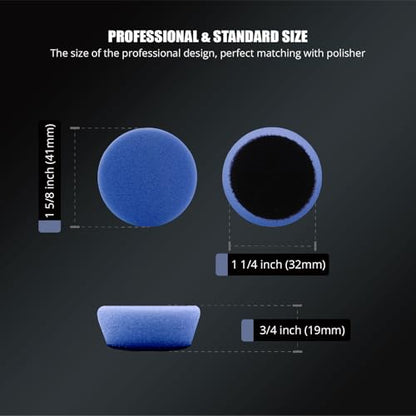 SPTA Blue Mini High-Cut Foam Polishing Pad Sets, 10Pcs 1.3inch/32mm Sponge Polishing Buffing Pads, Car Foam Detail Polishing Pad Kit for Car Detail Polishing, Small Area Polishing -FF102-10 - color: 10Pcs Blue Moderate-Cut Pad, size: 1 Inch (25mm)
