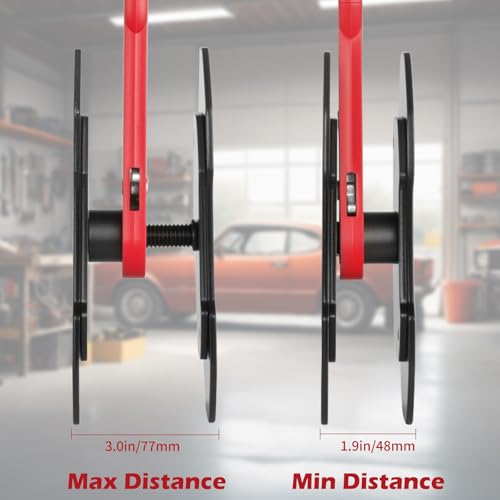 Brake Caliper Compression Tool for Disc Brake Repair | 360° Swing Ratchet, 2 Hanger Hooks, 2PCS Extra Large Steel Magnetic Plates for Sextuplet Pistons, Car & Truck Brake Repair - color: Red