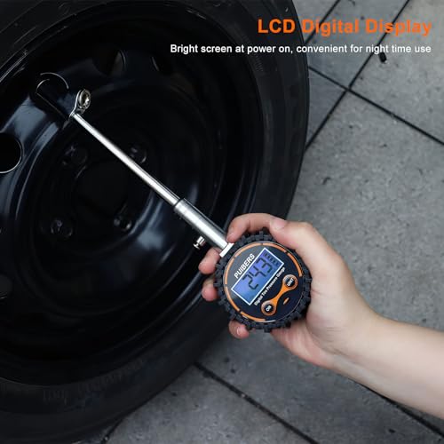 Semi Truck Tire Pressure Gauge Digital 200 PSI, Heavy Duty Dual Head Tire Guage and Backlight LCD Display, Digital Pressure Gauges Certified ANSI B40.1 for Car, Truck, SUV - size: 200PSI Truck digital