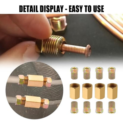 2 Sets 3/16 Brake Lines Kit,25 Ft Flexible Copper Brake Line 3/16 with Brakes Line Fittings(32pcs Fittings,8pcs Nuts,4pcs Unions),Multi-purpose Copper Tubing for Braking,Fuel Systems